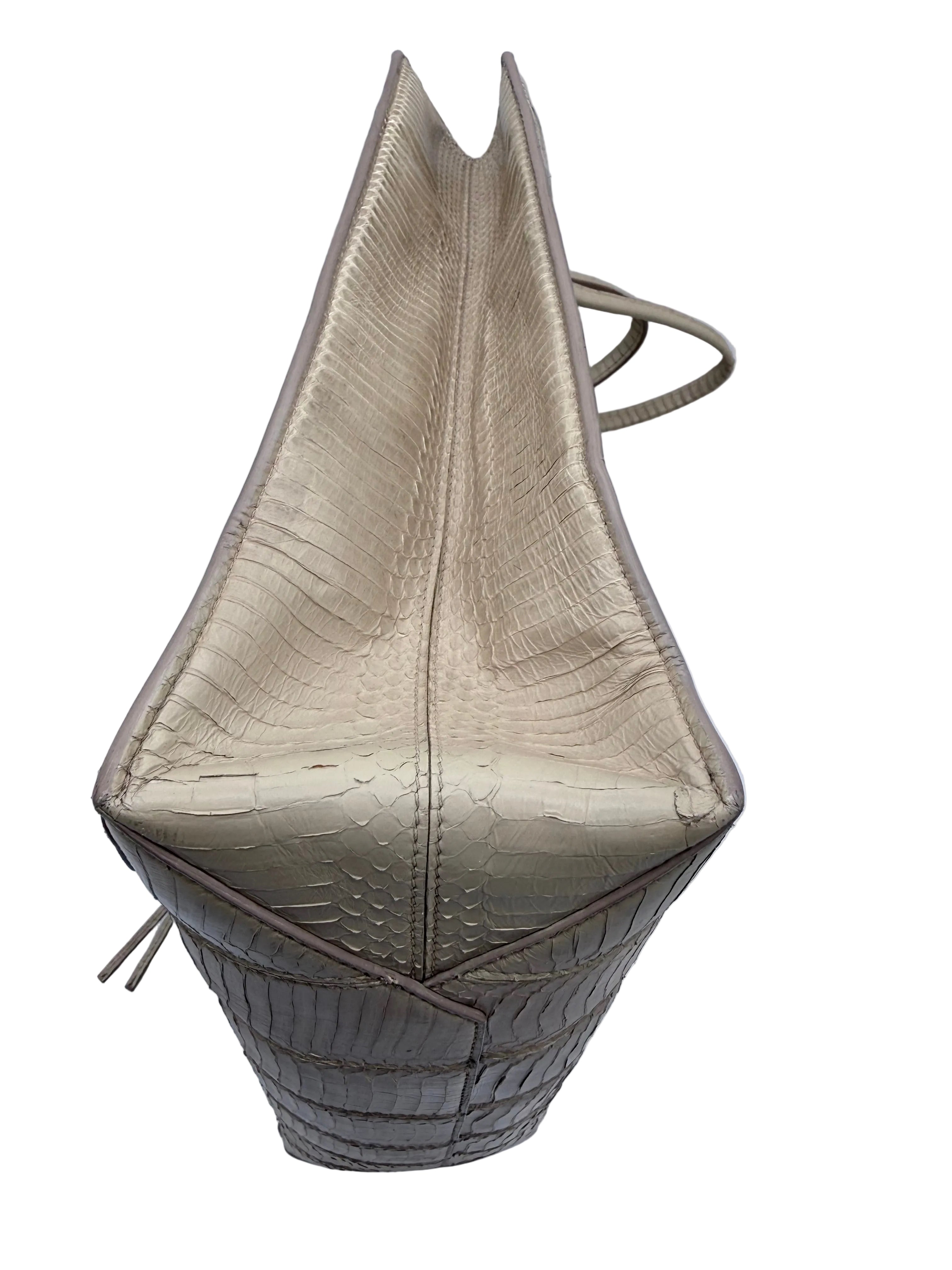 BALENCIAGA 2014 CLASSIC PYTHON A4 PAPIER TOTE Beige