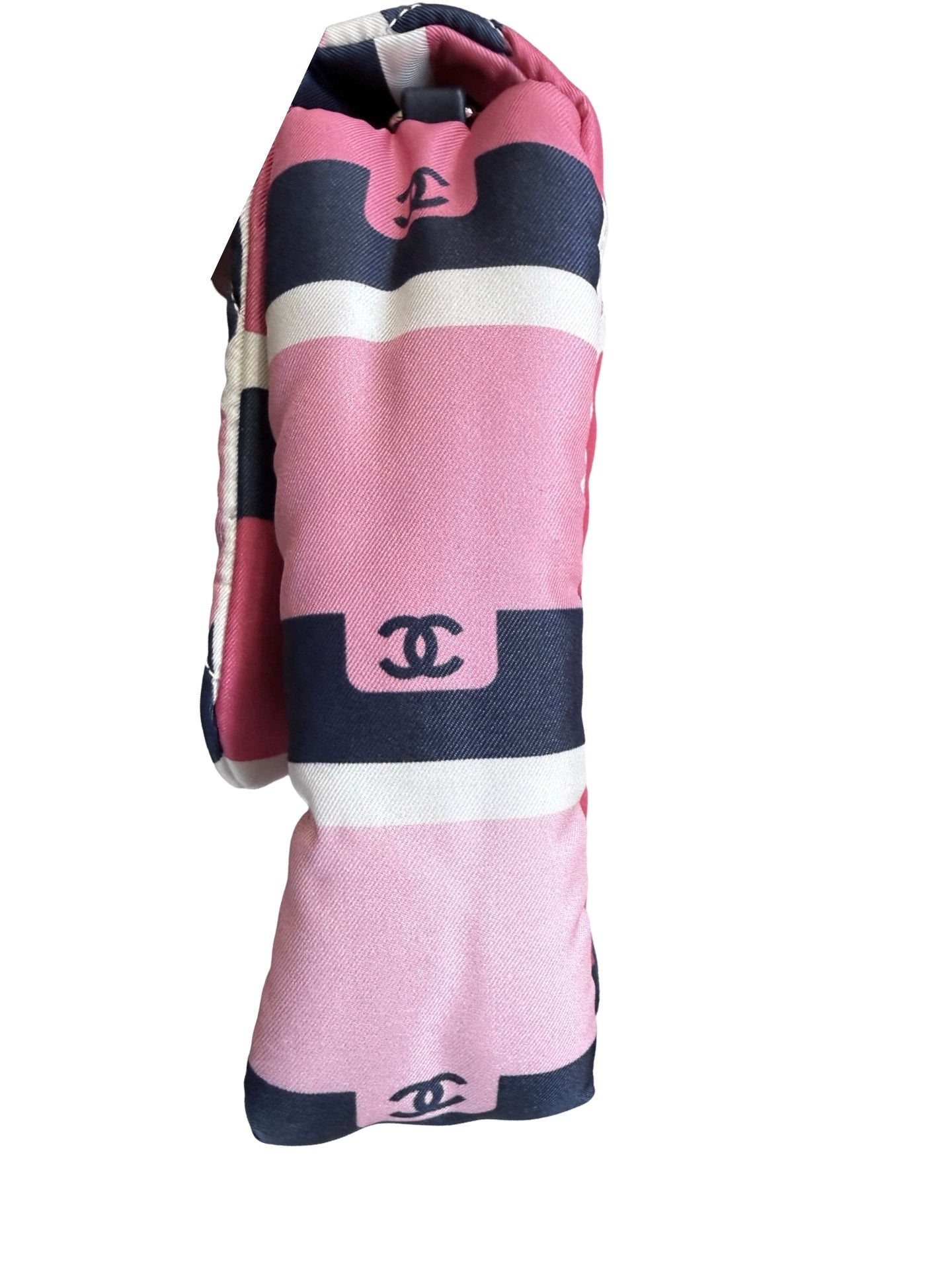 CHANEL Pink Quilted Printed Satin Flap Shoulder Bag – Limited Edition