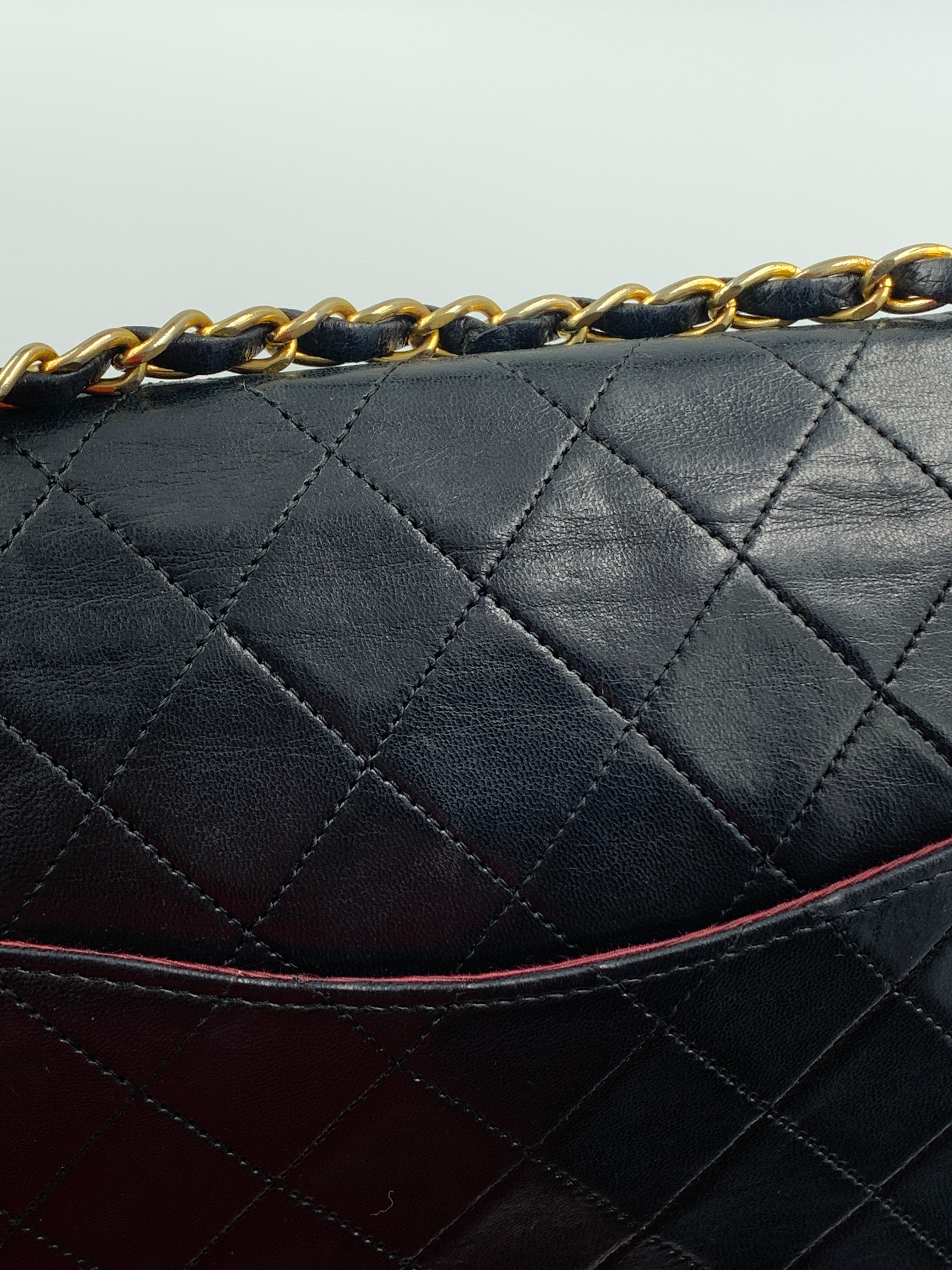 CHANEL MATELASSE TURN LOCK DOUBLE FLAP BLK ON BLCK GOLD HARDWARE