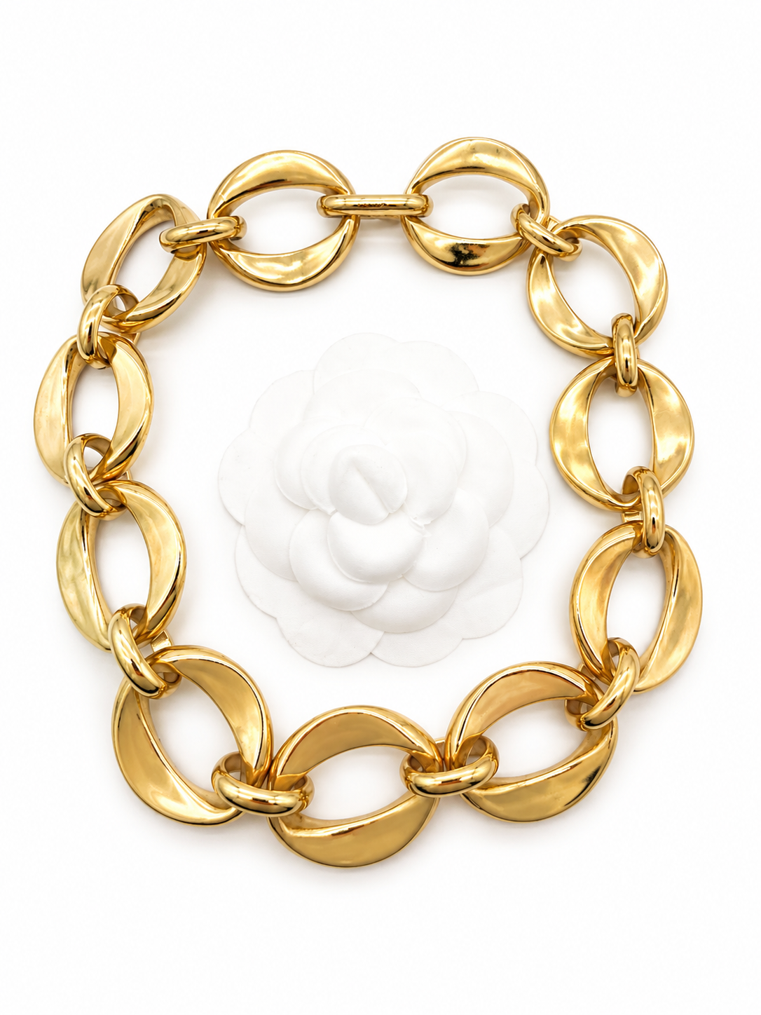 CHANEL VINTAGE LARGE OVAL LINK CHOKER NECKLACE 1980’S