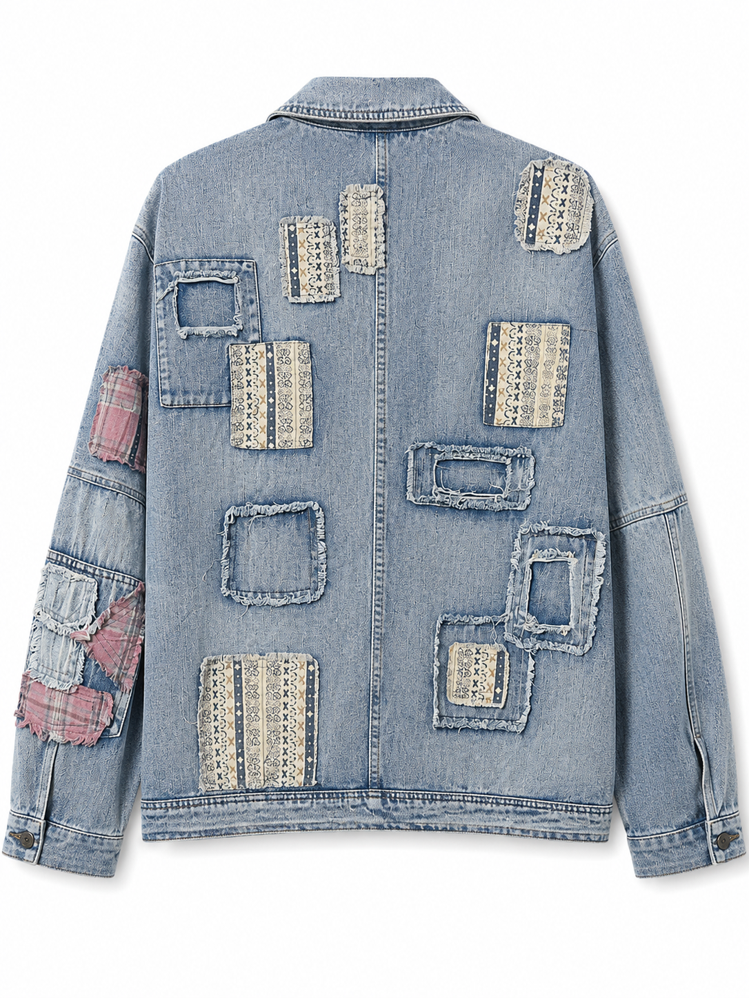 Bluevelvet Bad Donkey Patchwork Denim Blazer Jacket