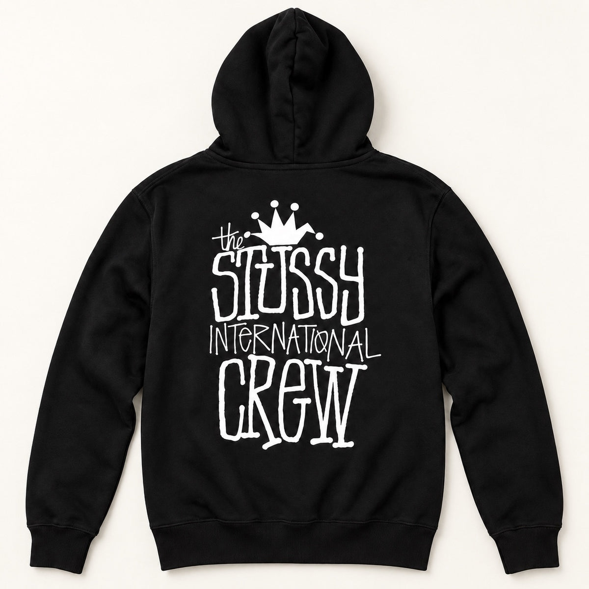 Stussy International Crew black pullover hoodie