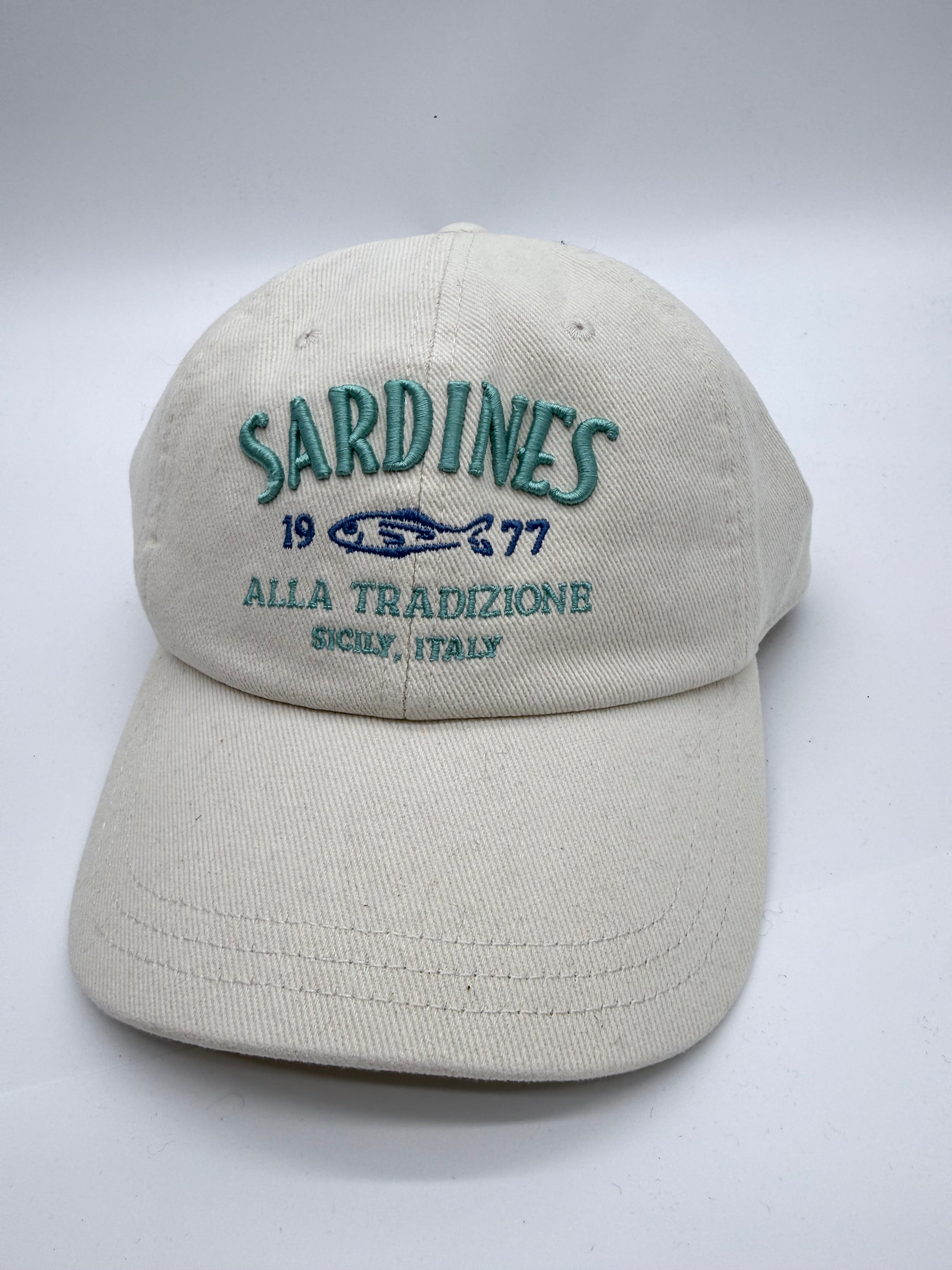 American Eagle Outfitters “Sardines 1977 – Sicilia, Italy” Corduroy Baseball Cap – Ivory | New With Tags