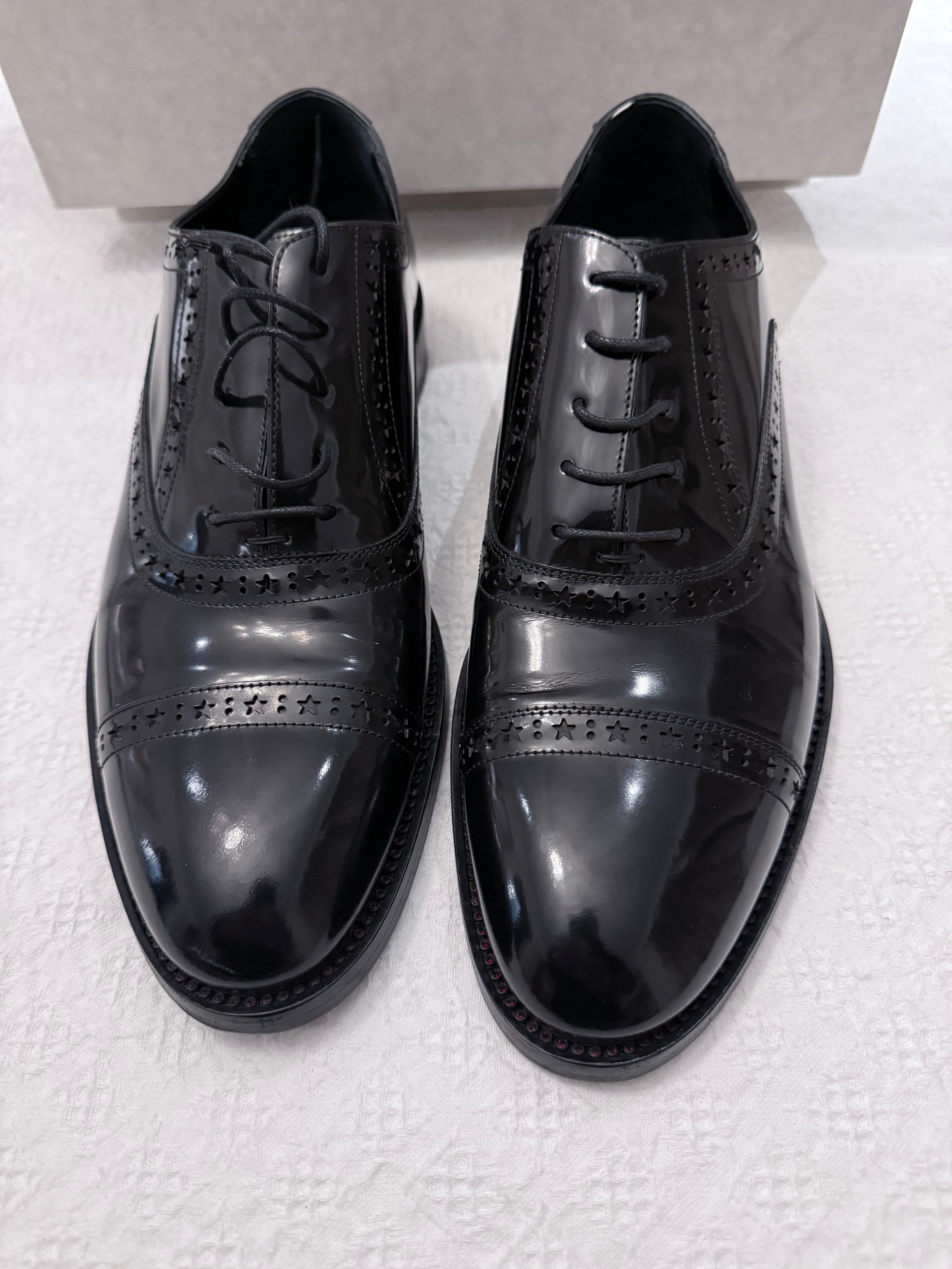 New Jimmy Choo FALCON black polished leather Oxford shoes