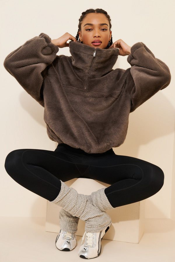 Free People Alpine Faux Fur Half Zip