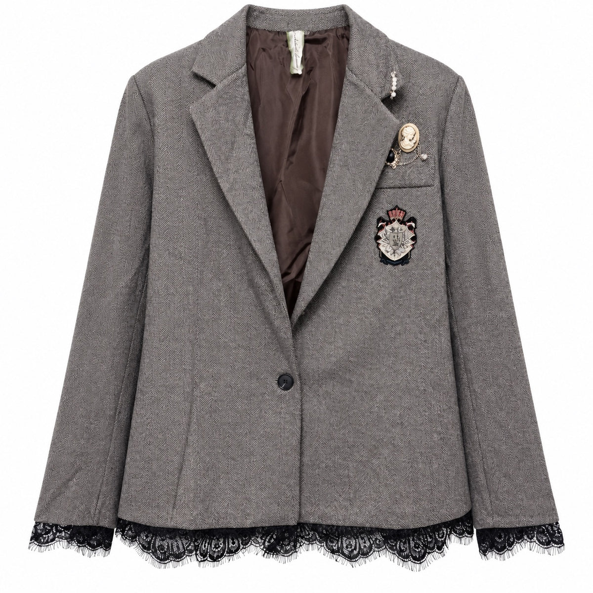 Aratta Gray lace hem blazer