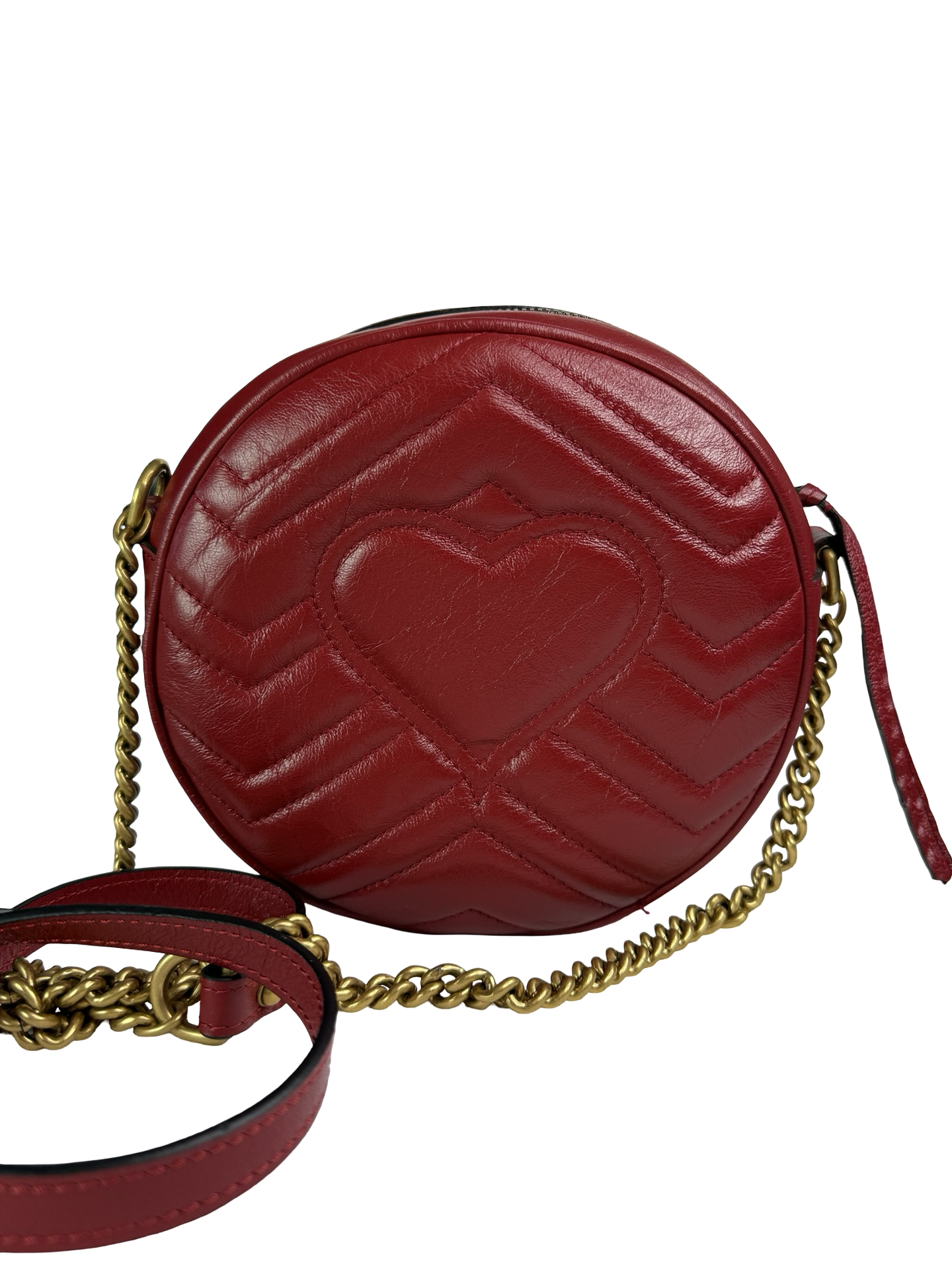 GUCCI MINI GG MARMONT ROUND SHOULDER RED