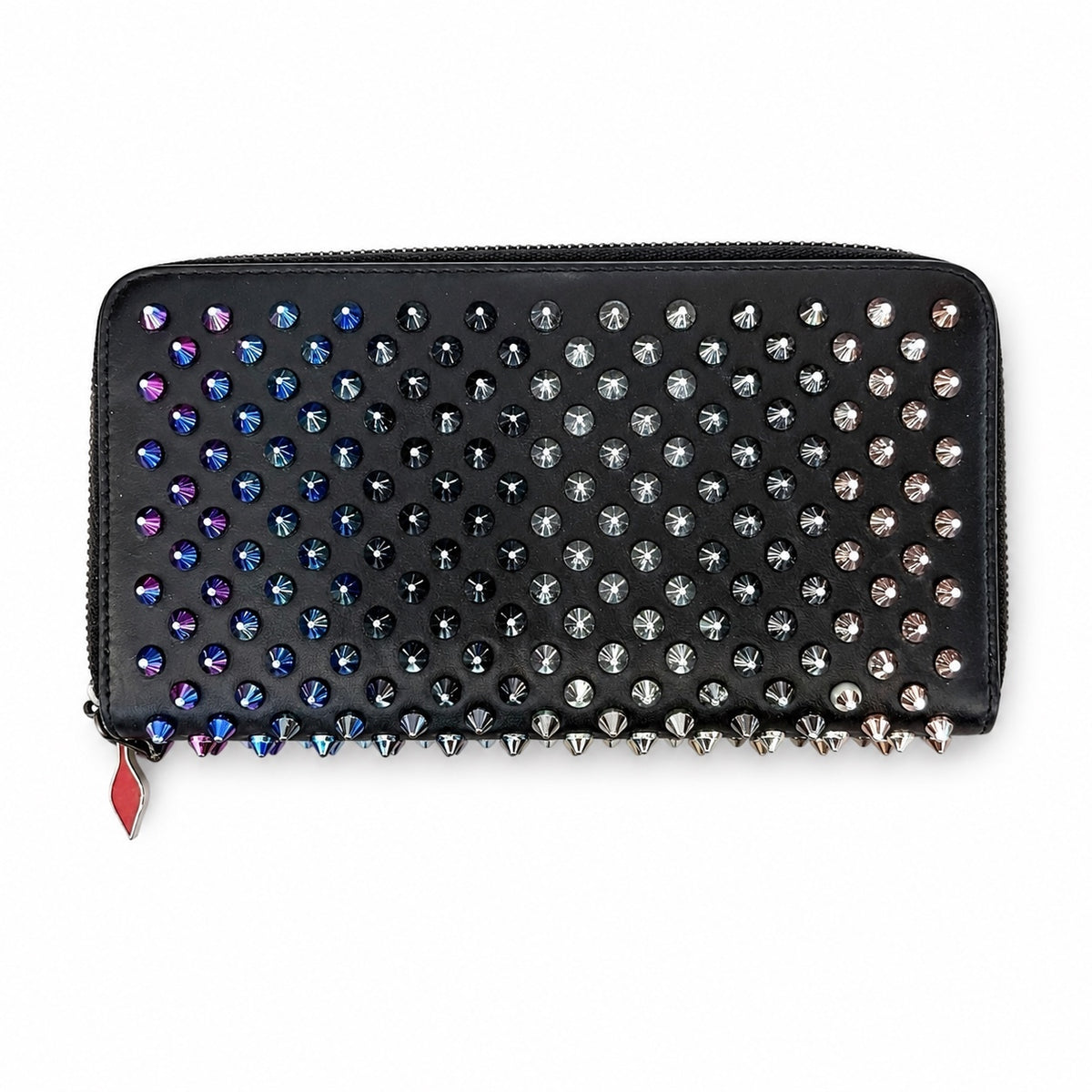 Christian Louboutin black studded zip around wallet