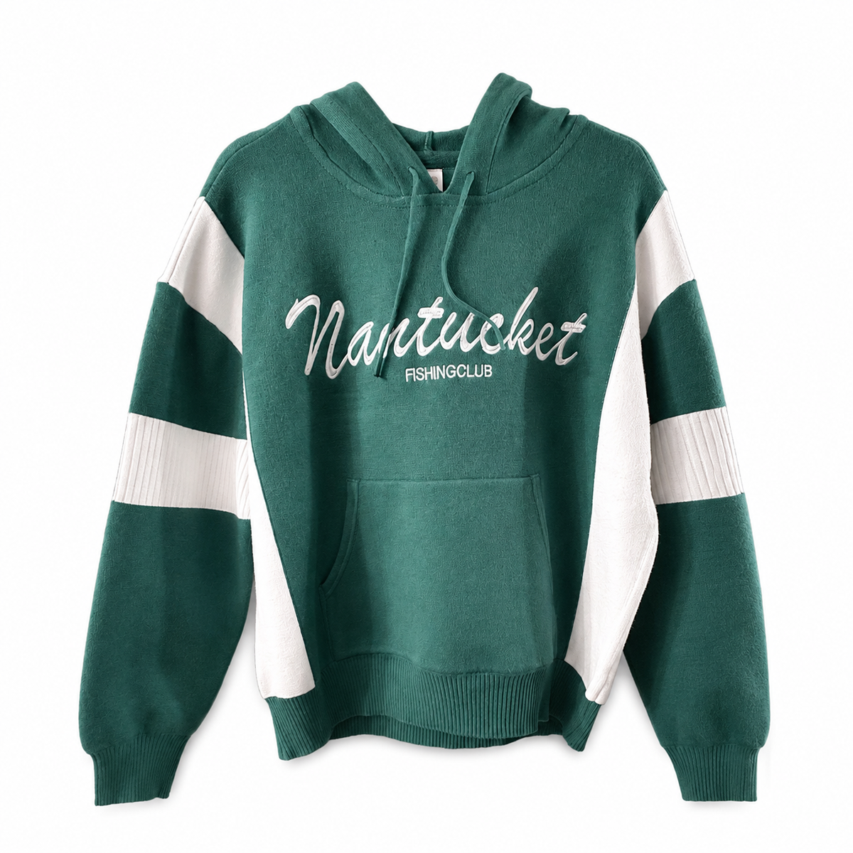 Daily Practice Anthropologie Nantucket Fishing Club Knit Hoodie Green Cream