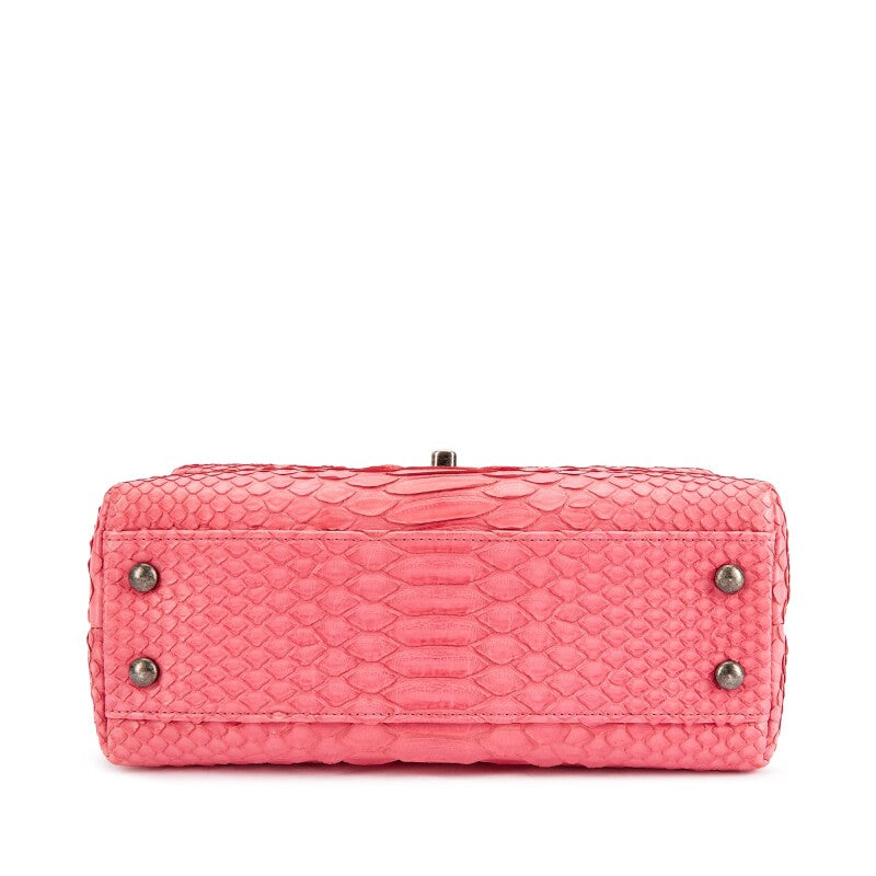 RARE!! CHANEL PINK PYTHON COCO HANDLE FLAP BAG