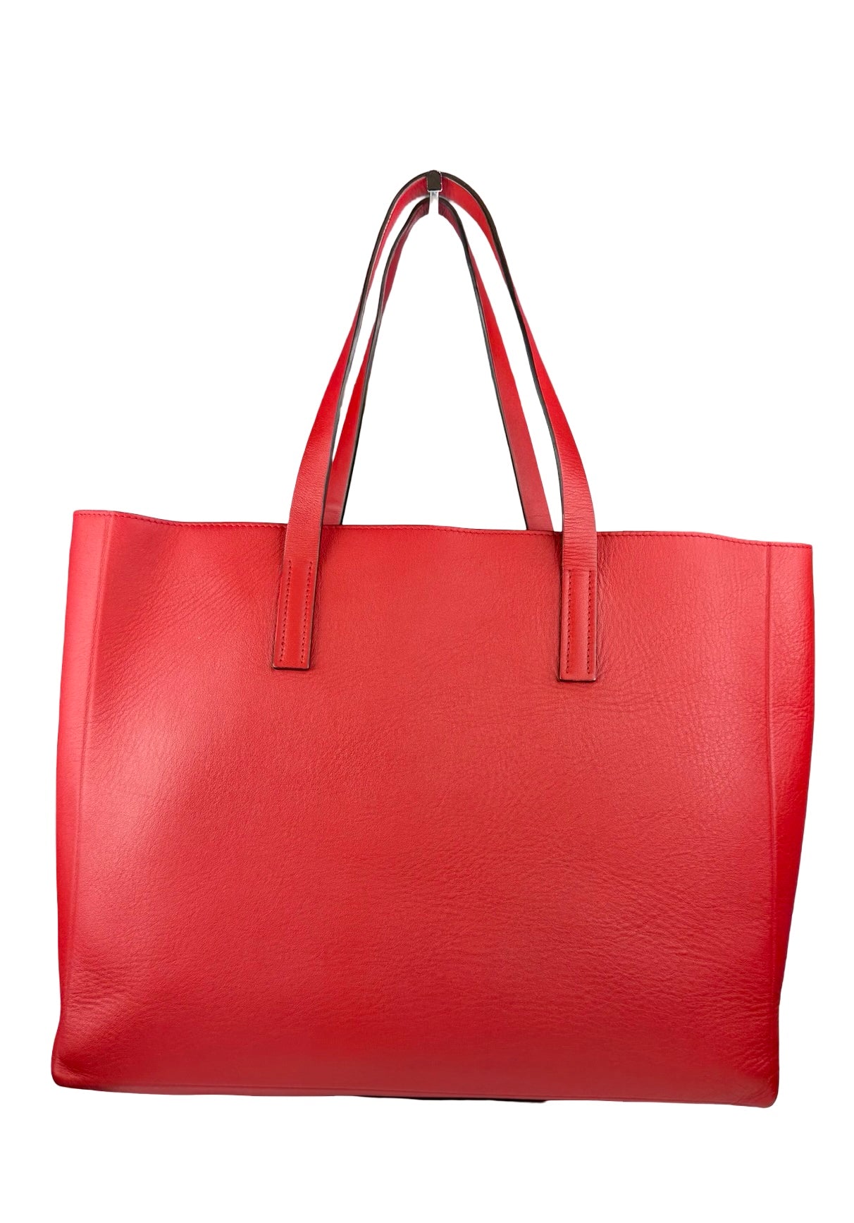 AUTHENTIC VALENTINO Red Calfskin Leather Vring Large Tote Bag