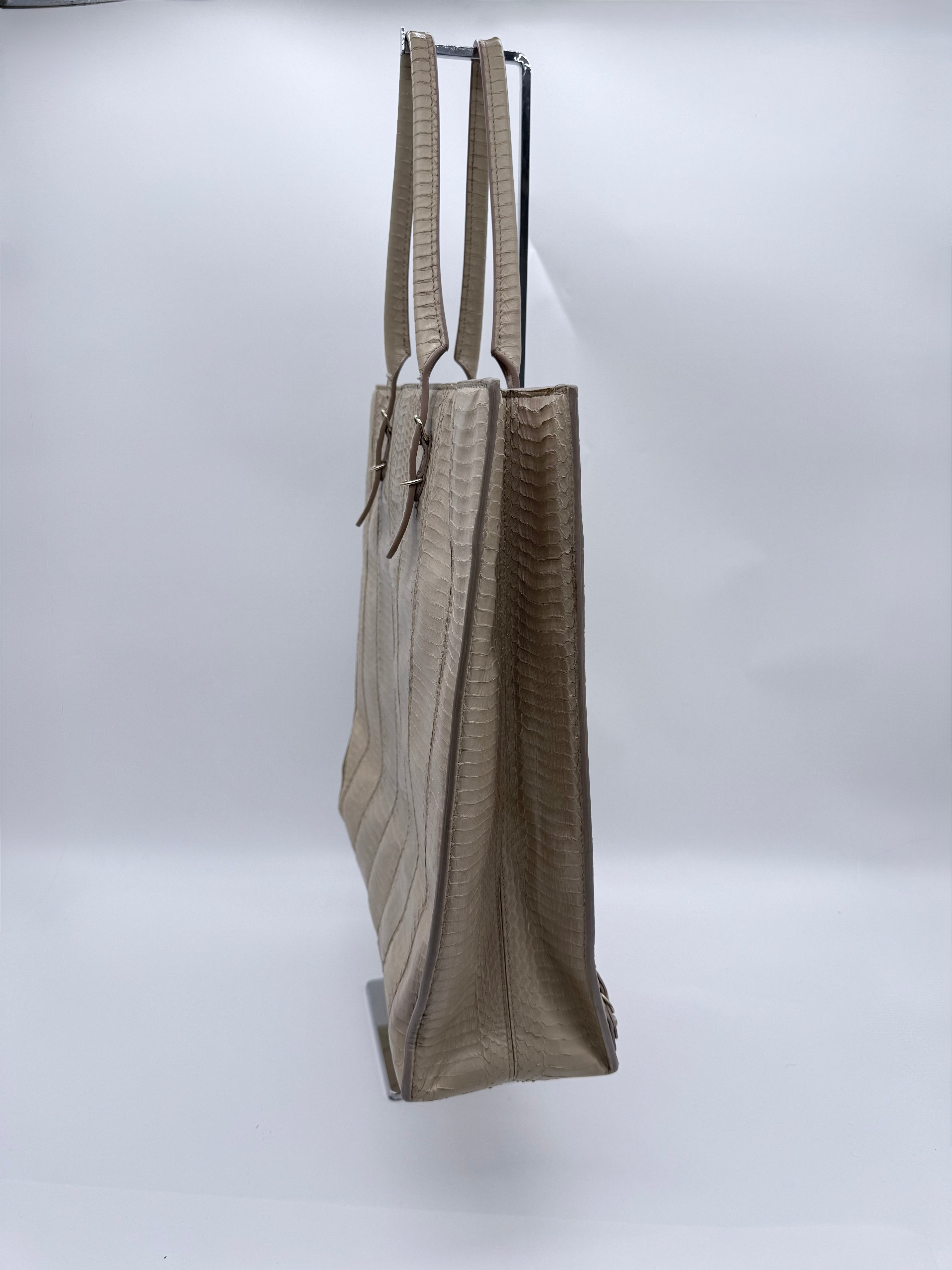 BALENCIAGA 2014 CLASSIC PYTHON A4 PAPIER TOTE Beige