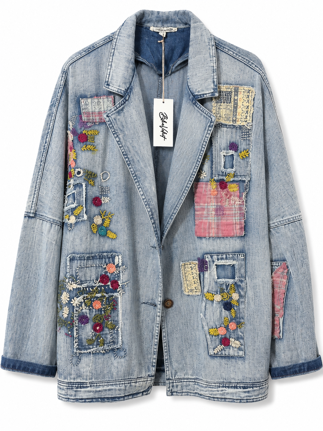 Bluevelvet Bad Donkey Patchwork Denim Blazer Jacket