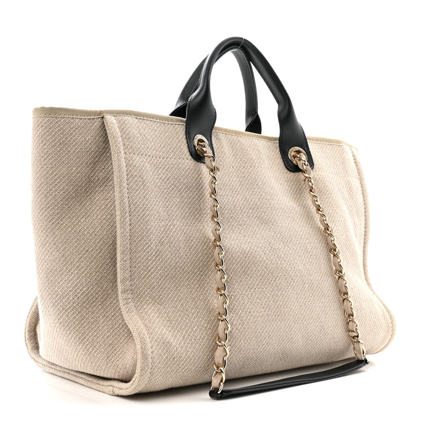 CHANEL NORTH SOUTH DEAUVILLE CANVAS TOTE MEDIUM