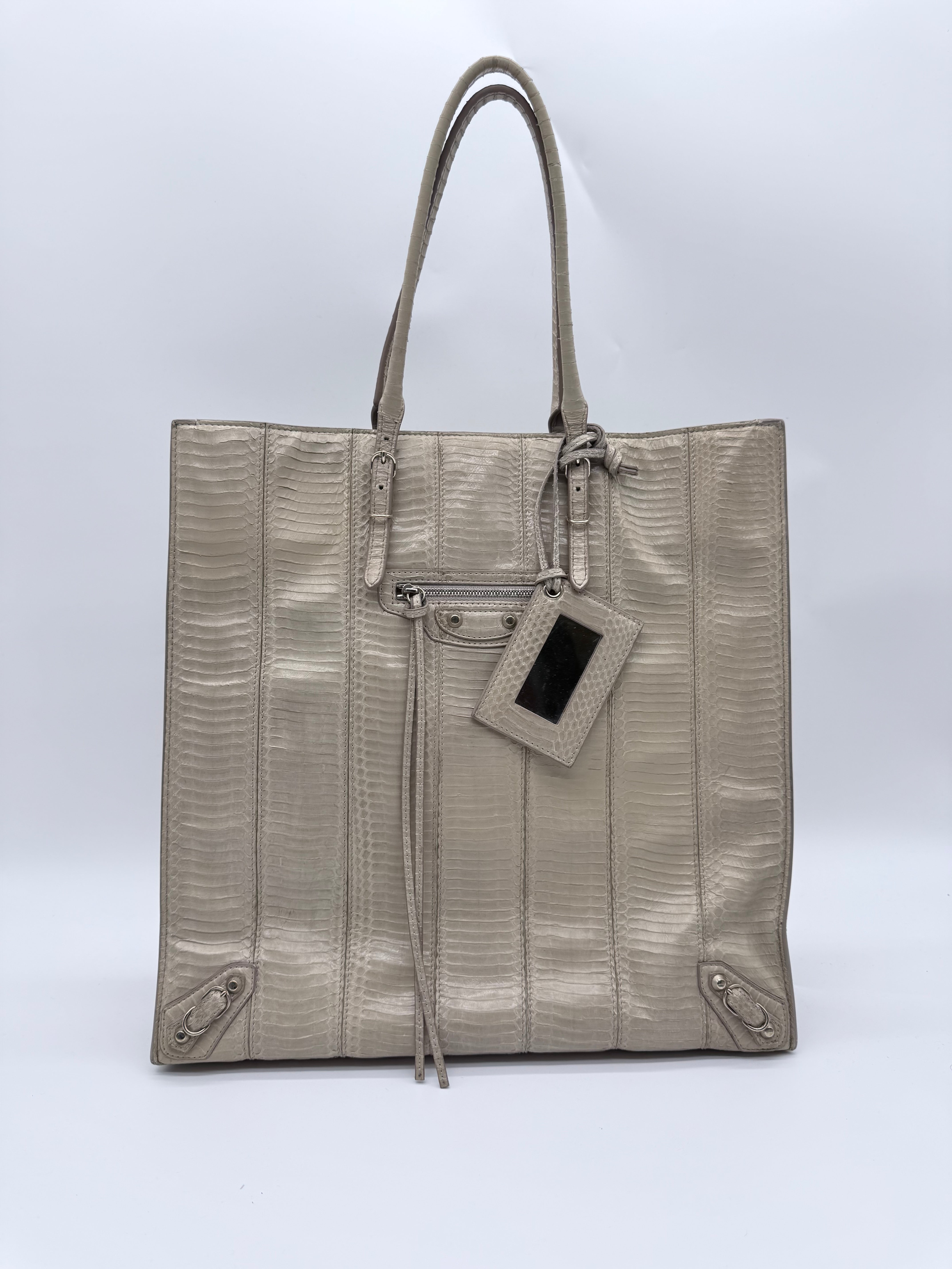 BALENCIAGA 2014 CLASSIC PYTHON A4 PAPIER TOTE Beige