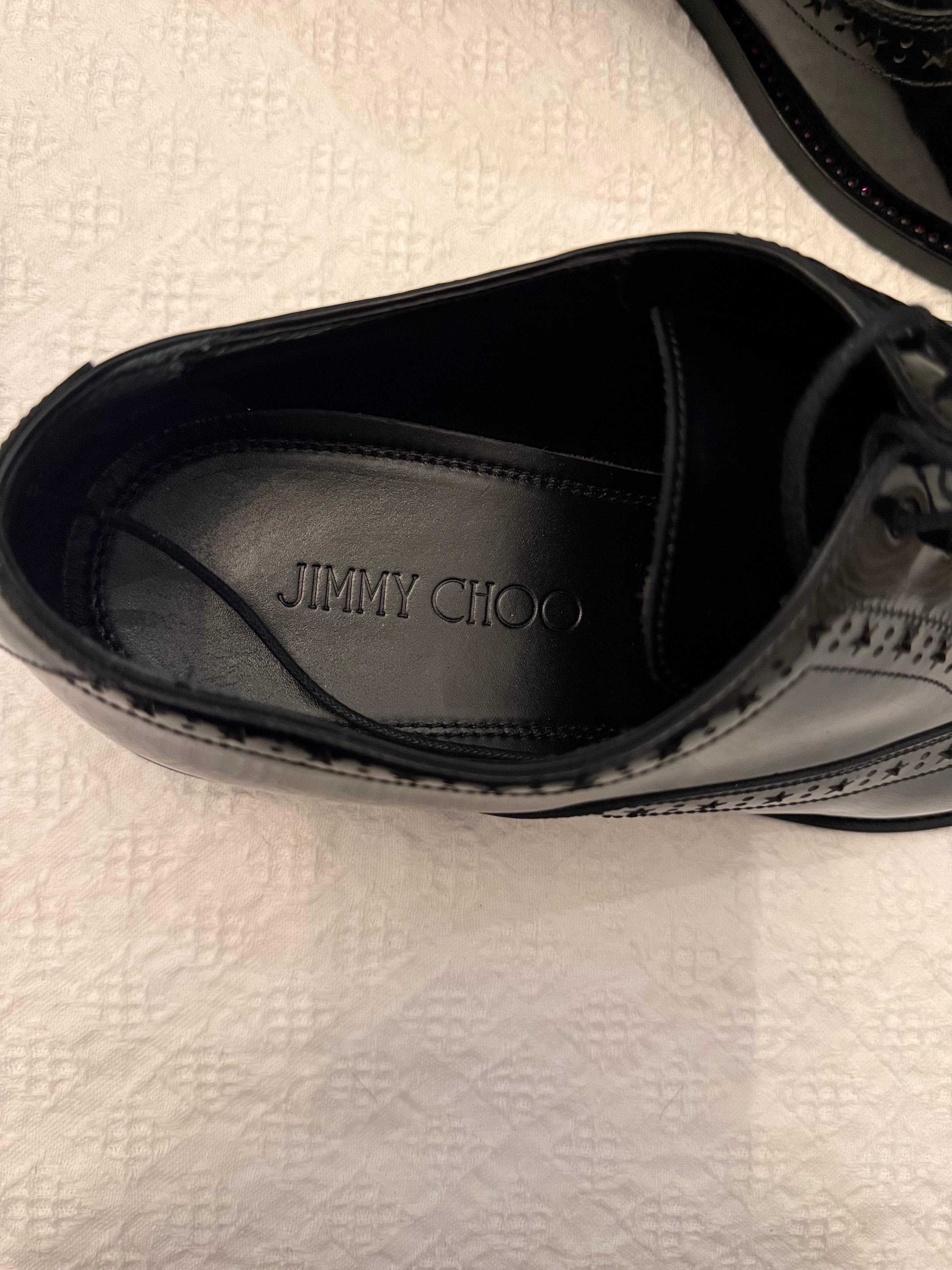 New Jimmy Choo FALCON black polished leather Oxford shoes