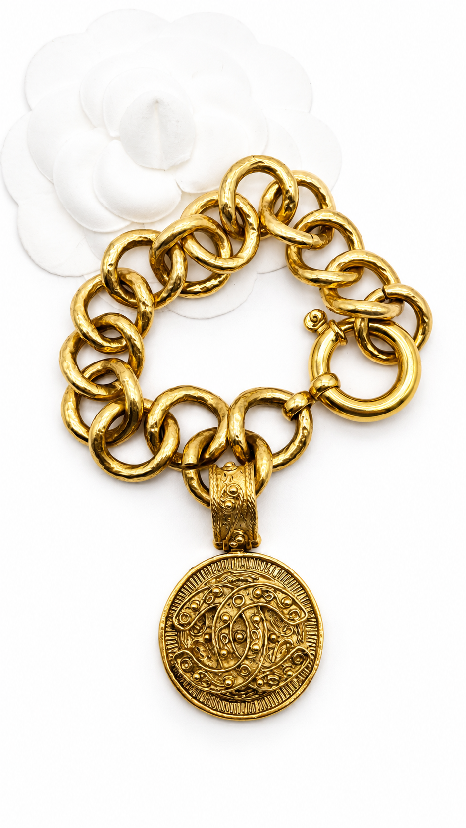 CHANEL VINTAGE CC MEDALLION CHARM BRACELET