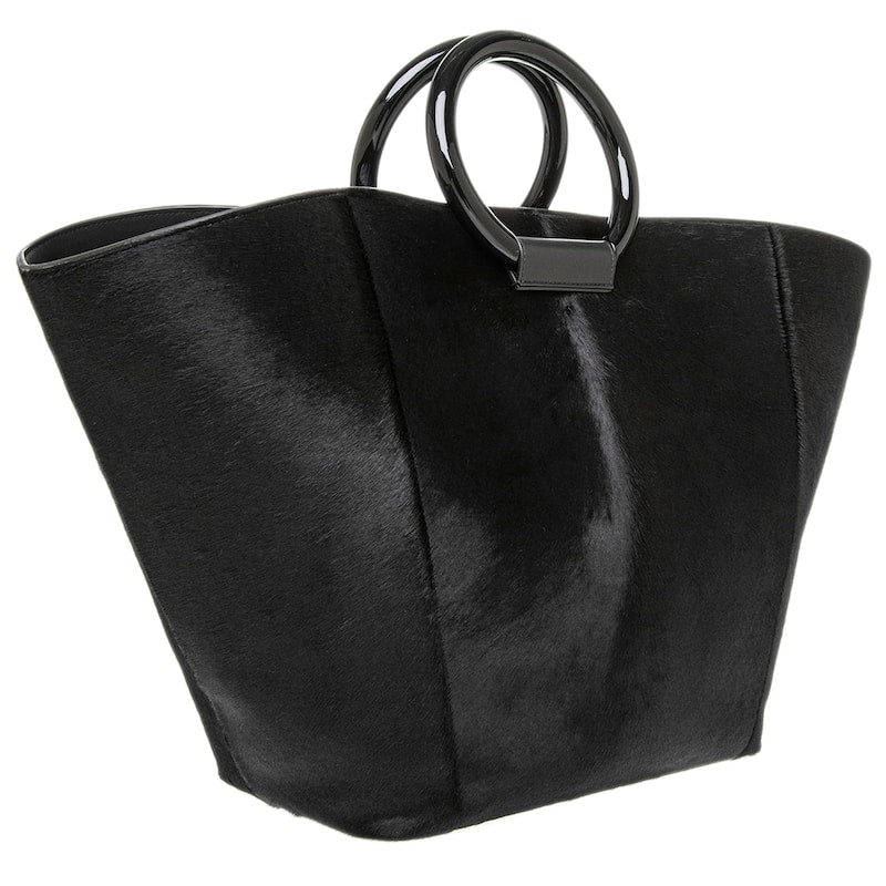 SAINT LAURENT YSL Ponyhair Top Handle Bag from the 2024 Maxi Trapeze Tote Collection by Anthony Vaccarello.