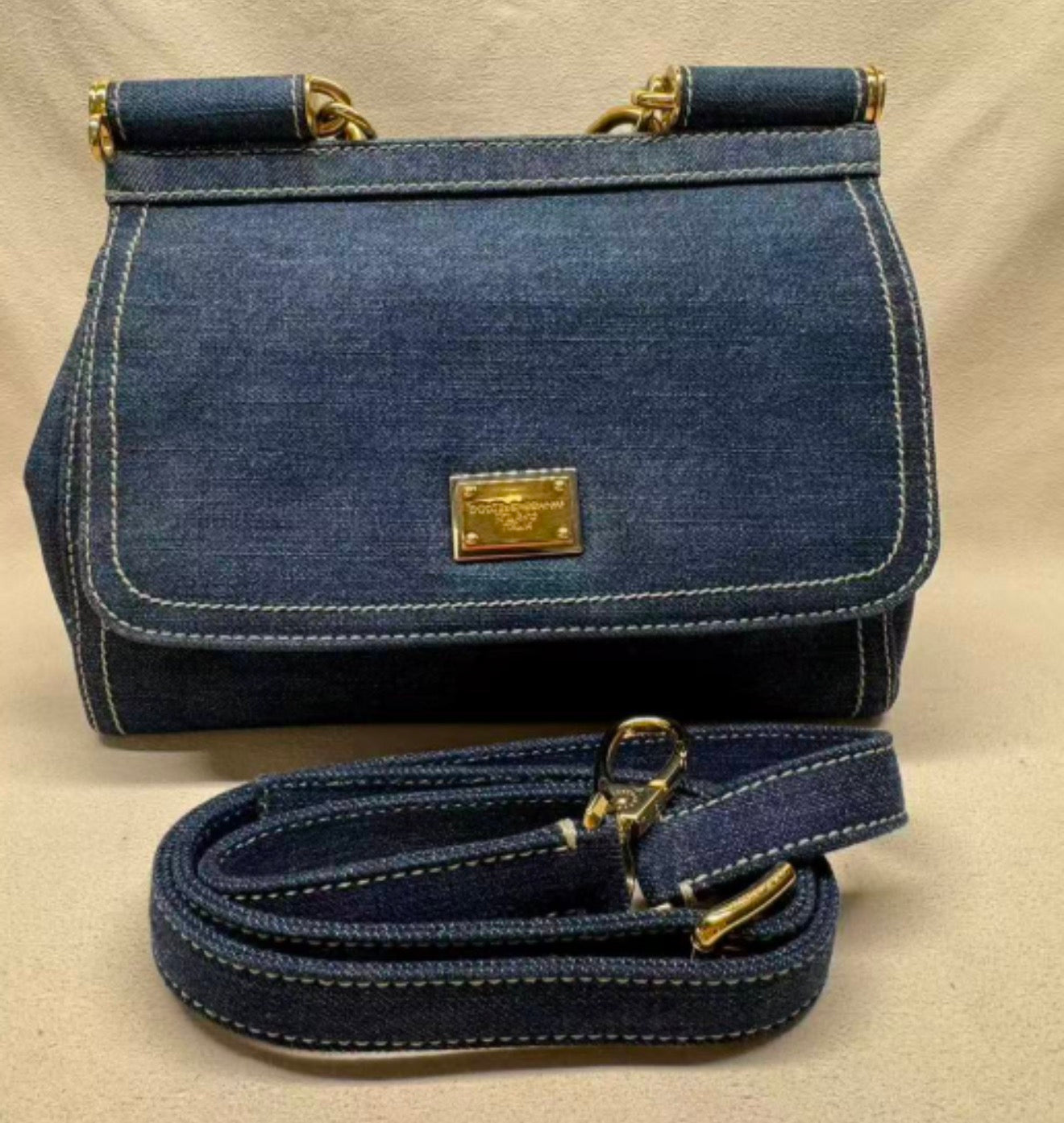 D & G Sicily bag denim top handle cross body