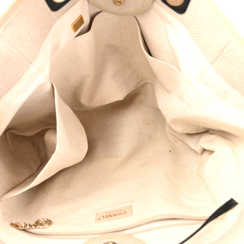 CHANEL NORTH SOUTH DEAUVILLE CANVAS TOTE MEDIUM