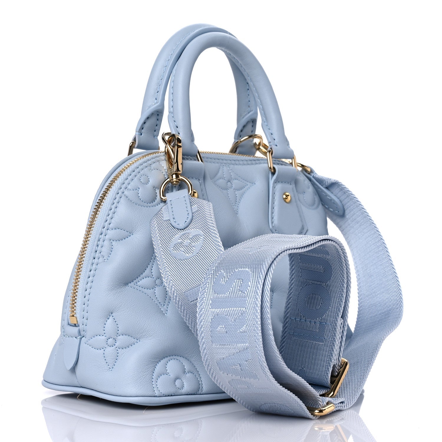 LOUIS VUITTON Alma BB in "Ice Blue" Calfskin Bubblegram leather LV