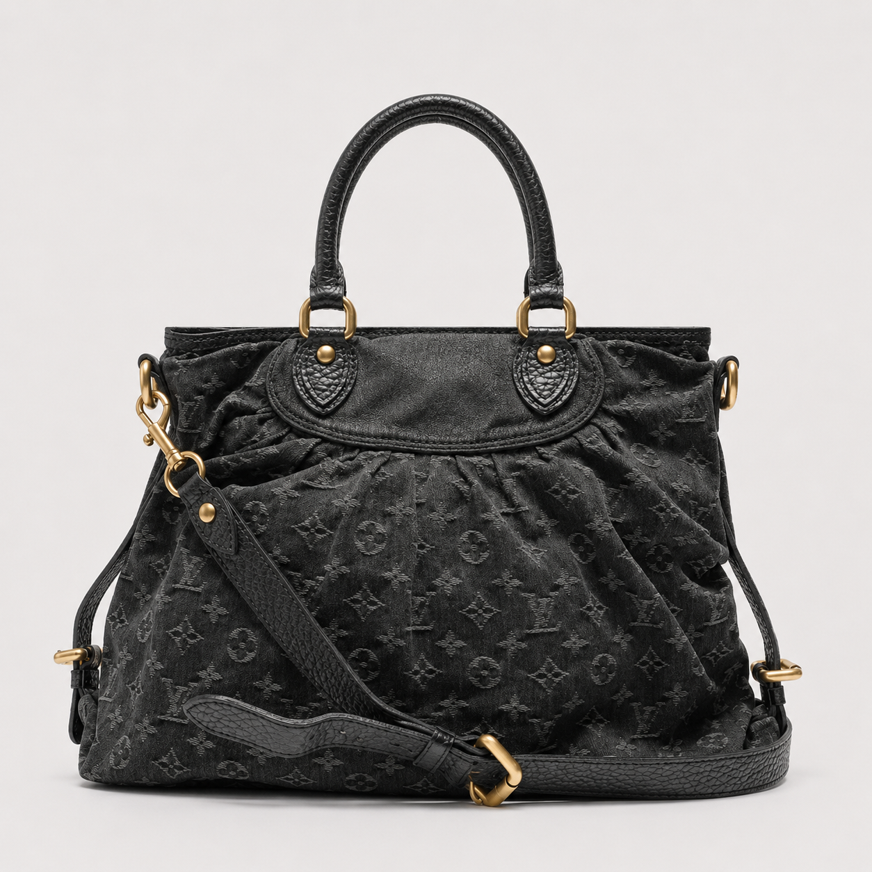 LOUIS VUITTON LV MONOGRAM DENIM NEO CABBY BAG MM BLACK