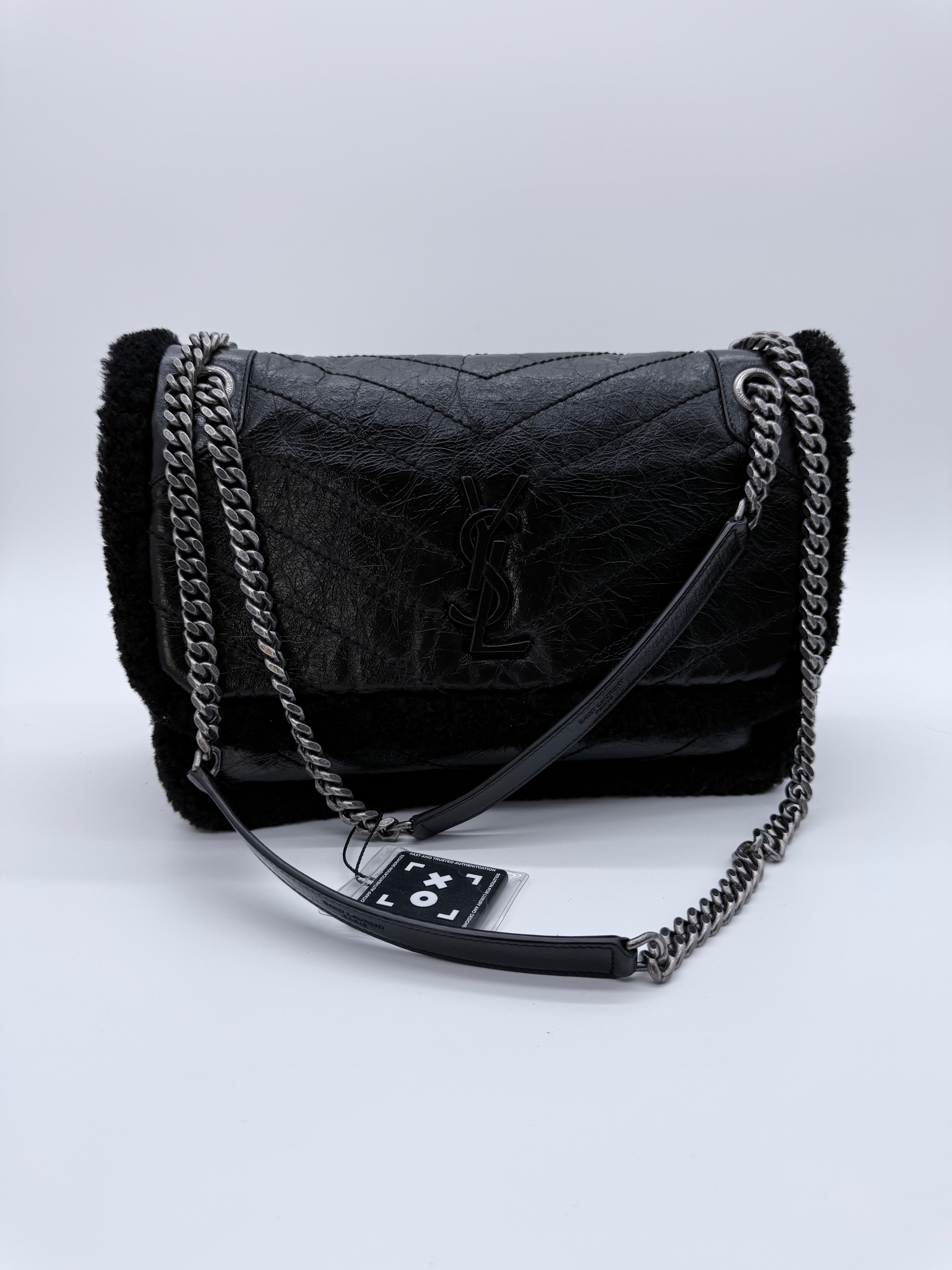 Medium Niki YSL Monogram Shearling And Leather Chain Bag