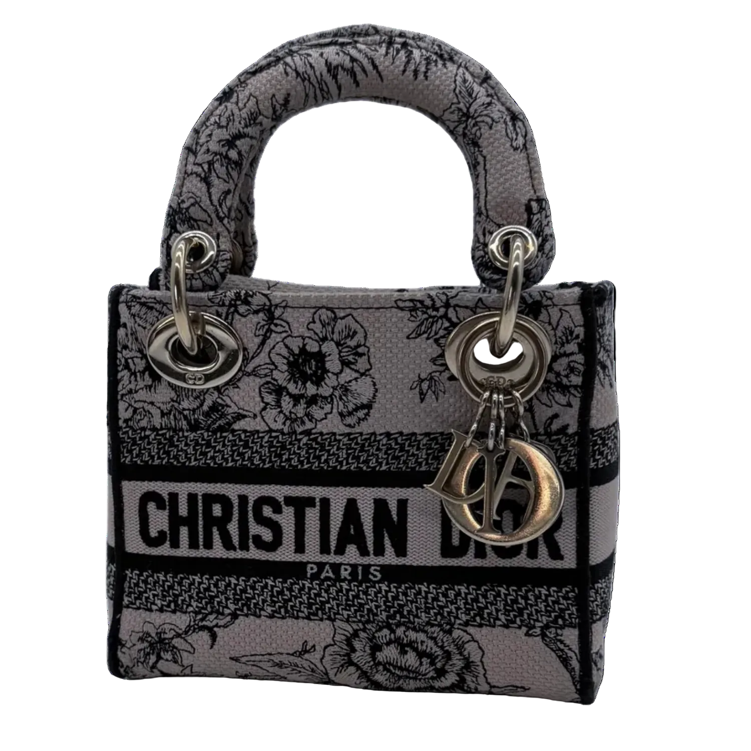 CHRISTIAN DIOR Mini Lady Dior Toile de Jouy Embroidered Bag