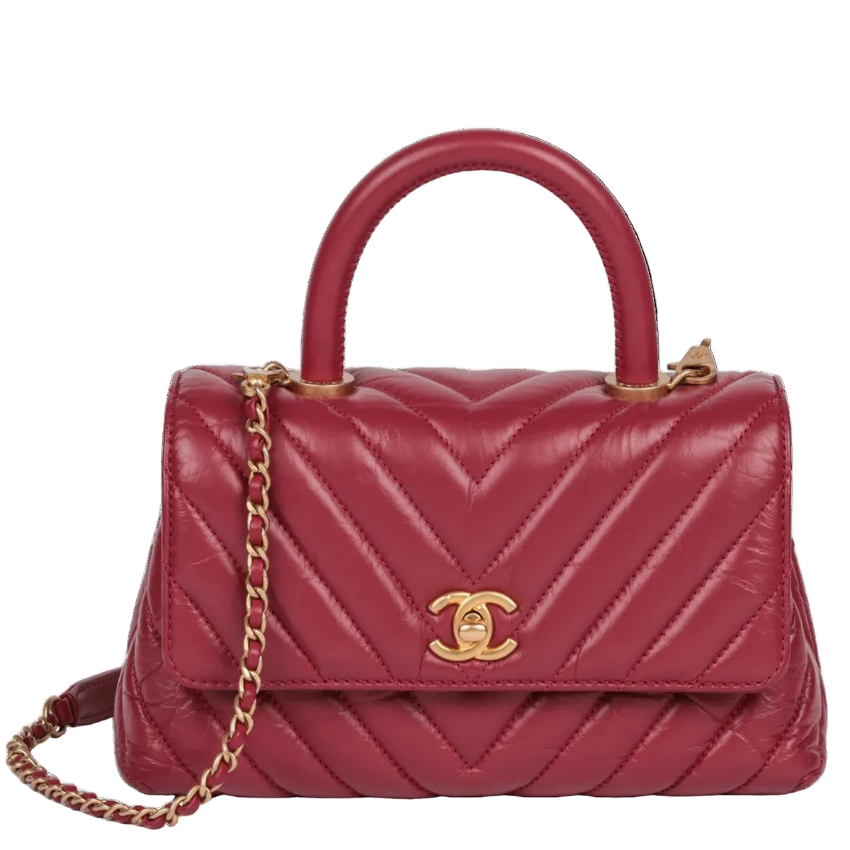 CHANEL Chevron Quilted Leather Mini Coco Handle Flap bag