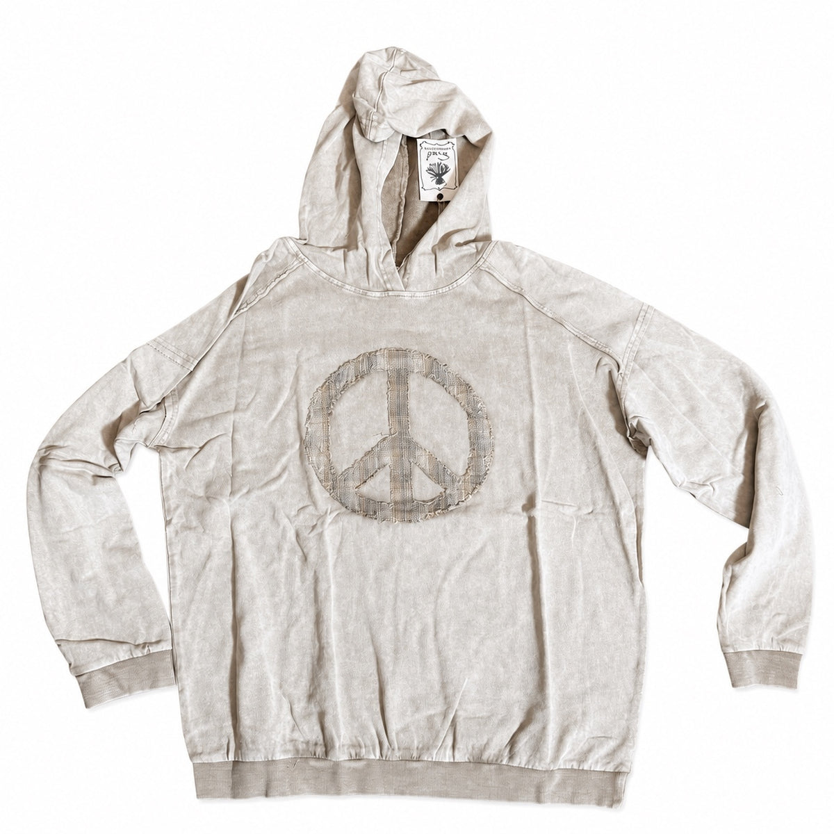 Easel Plaid Patchwork Peace Sign Hoodie