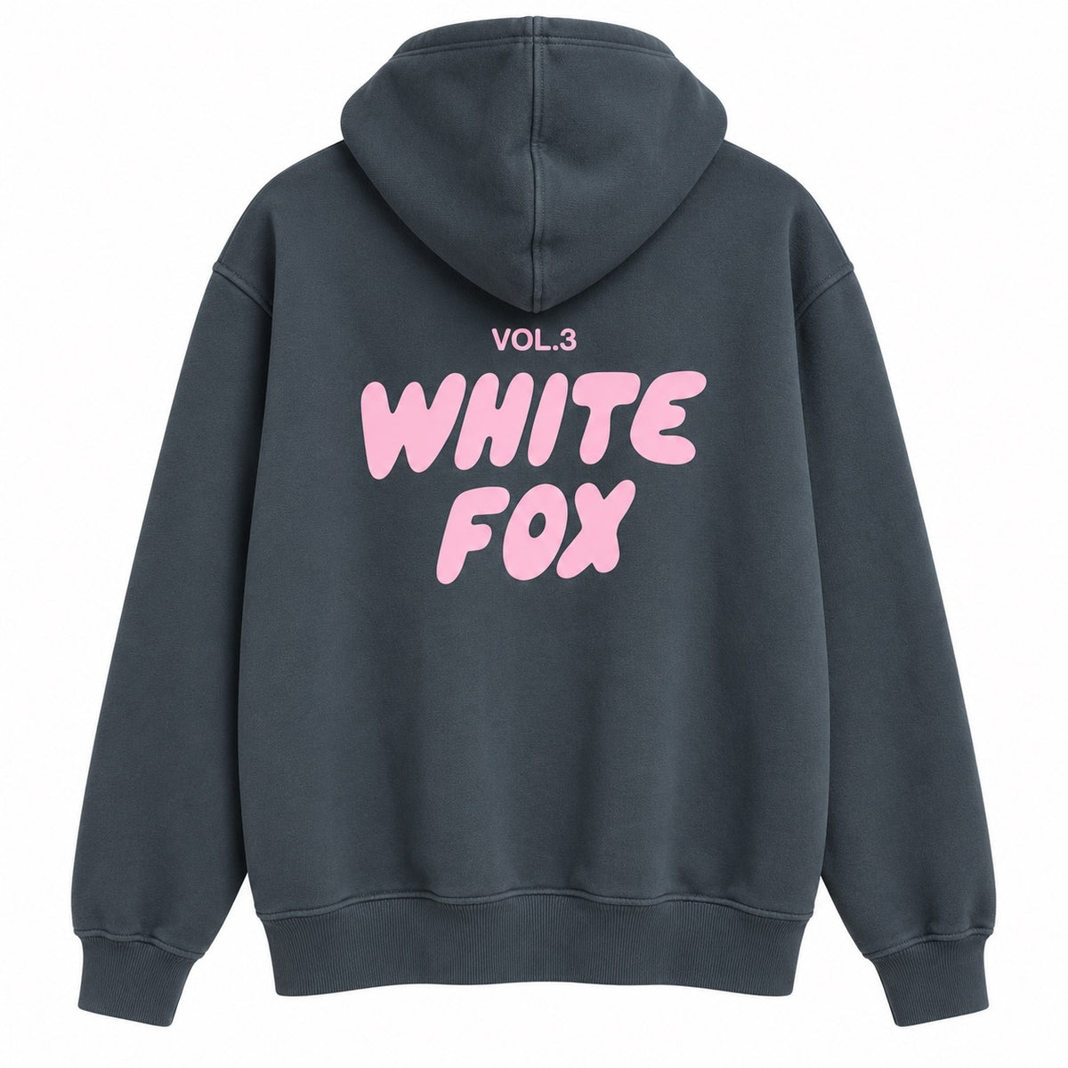 White Fox Vol.3 Hoodie in Charcoal Grey and Light Grey - Unisex Casual Pullover Sweatshirt