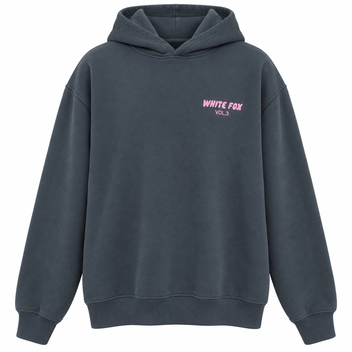 White Fox Vol.3 Hoodie in Charcoal Grey and Light Grey - Unisex Casual Pullover Sweatshirt