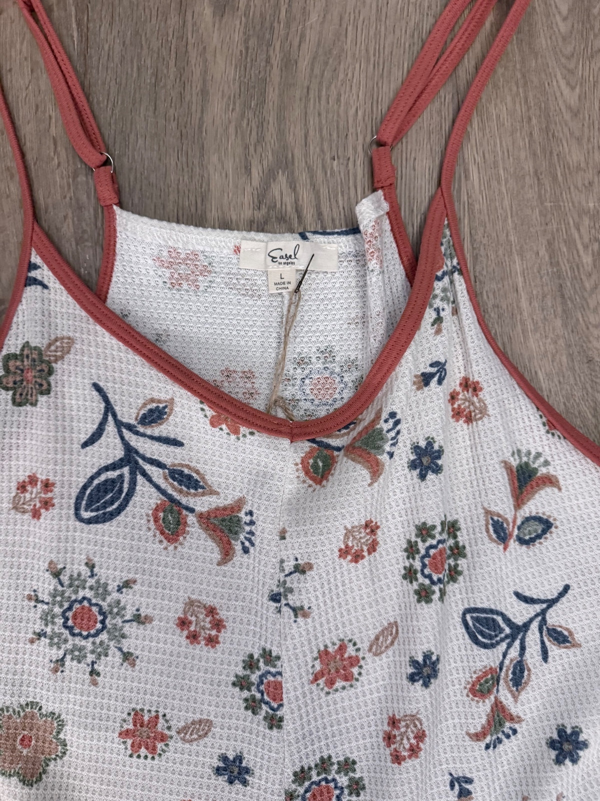 Easel Floral waffle knit flared jumpsuit