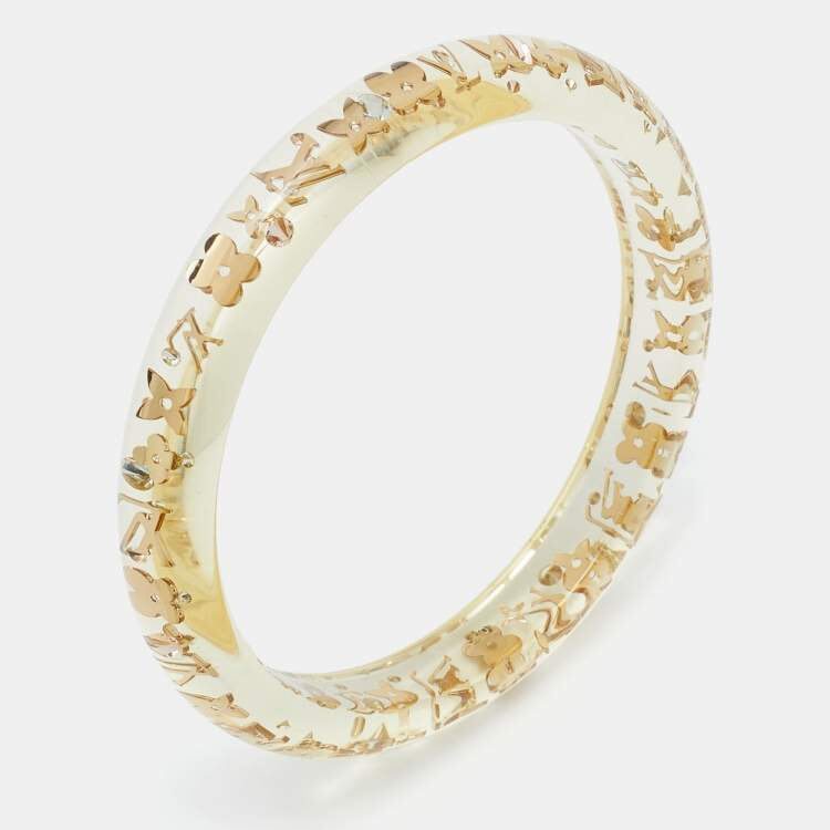 Louis Vuitton Clear Resin Gold Tone Monogram Inclusion Bangle Bracelet
