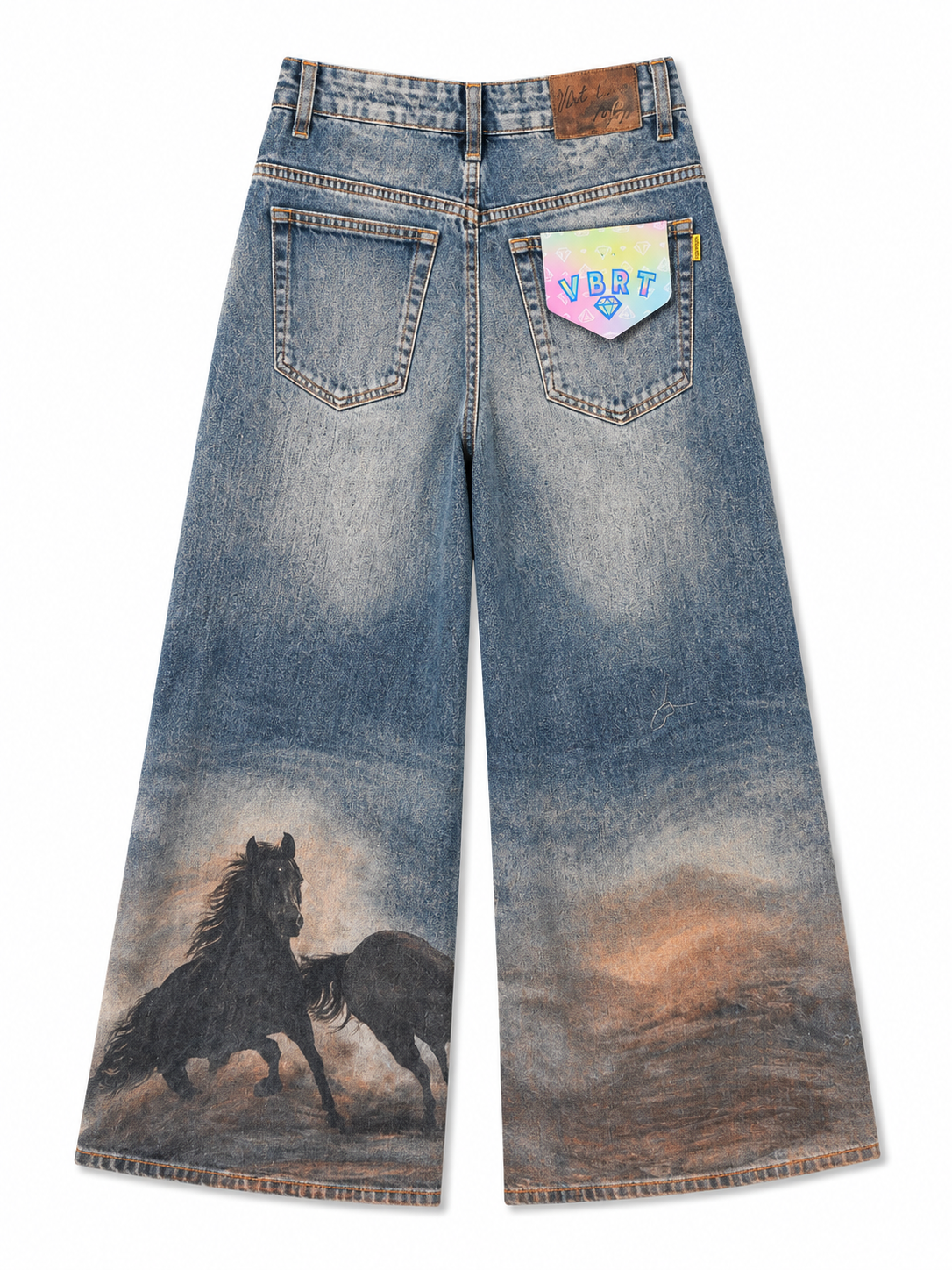 VBRT wide-leg horse print denim jeans