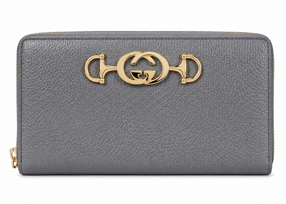 Gucci Zumi Zip Around Gray Long Wallet