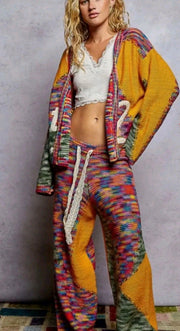 POL PEACE DAY 52 COLORFUL OPEN CARDIGAN (M) & MATCHING
JOGGERS (L) SET