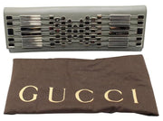 GUCCI Metal Embellished Broadway Clutch in Grey Leather