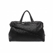 BOTTEGA VENETA 			Black Intrecciato Woven Calf Leather Top Handle Bag