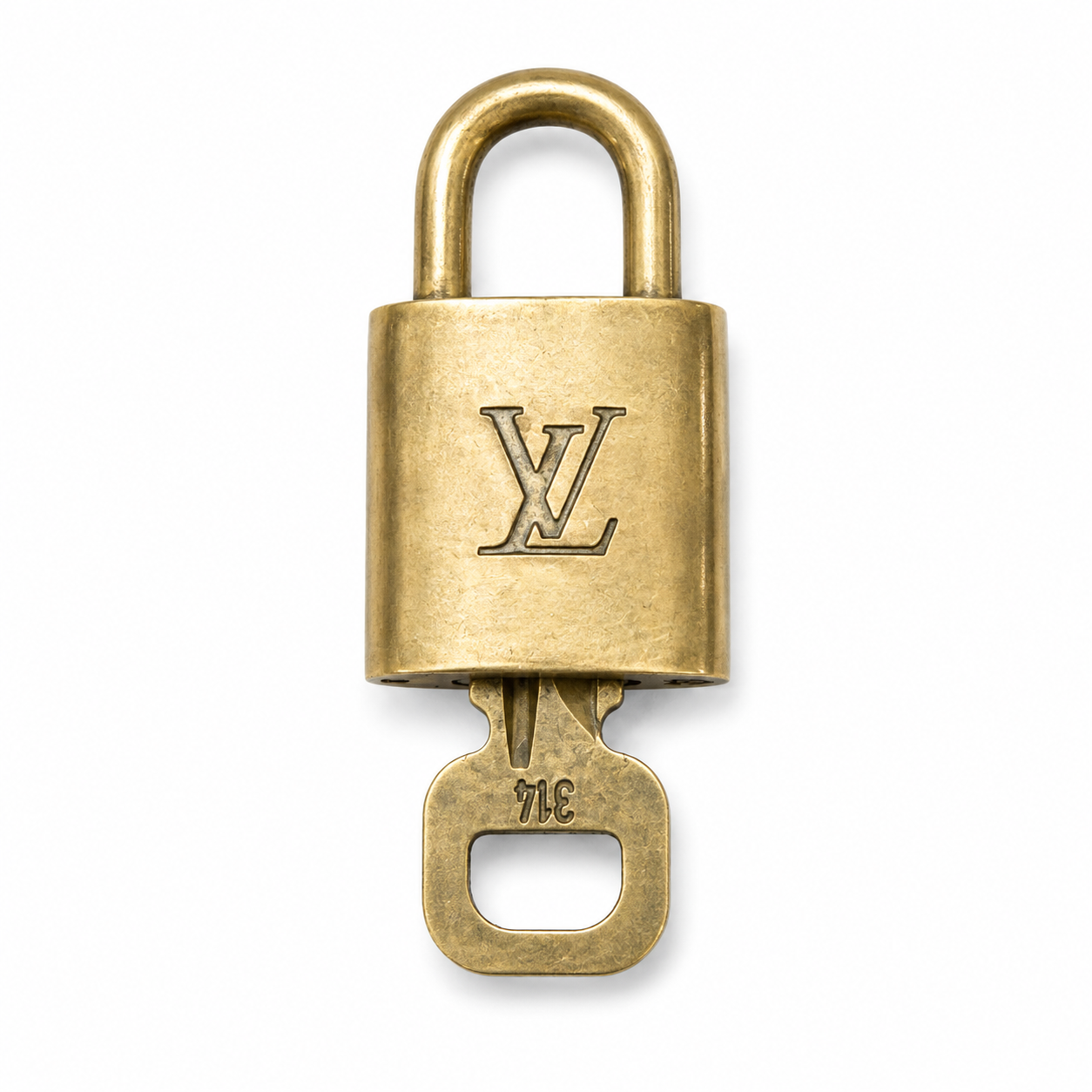 Louis Vuitton brass padlock with matching key #314.