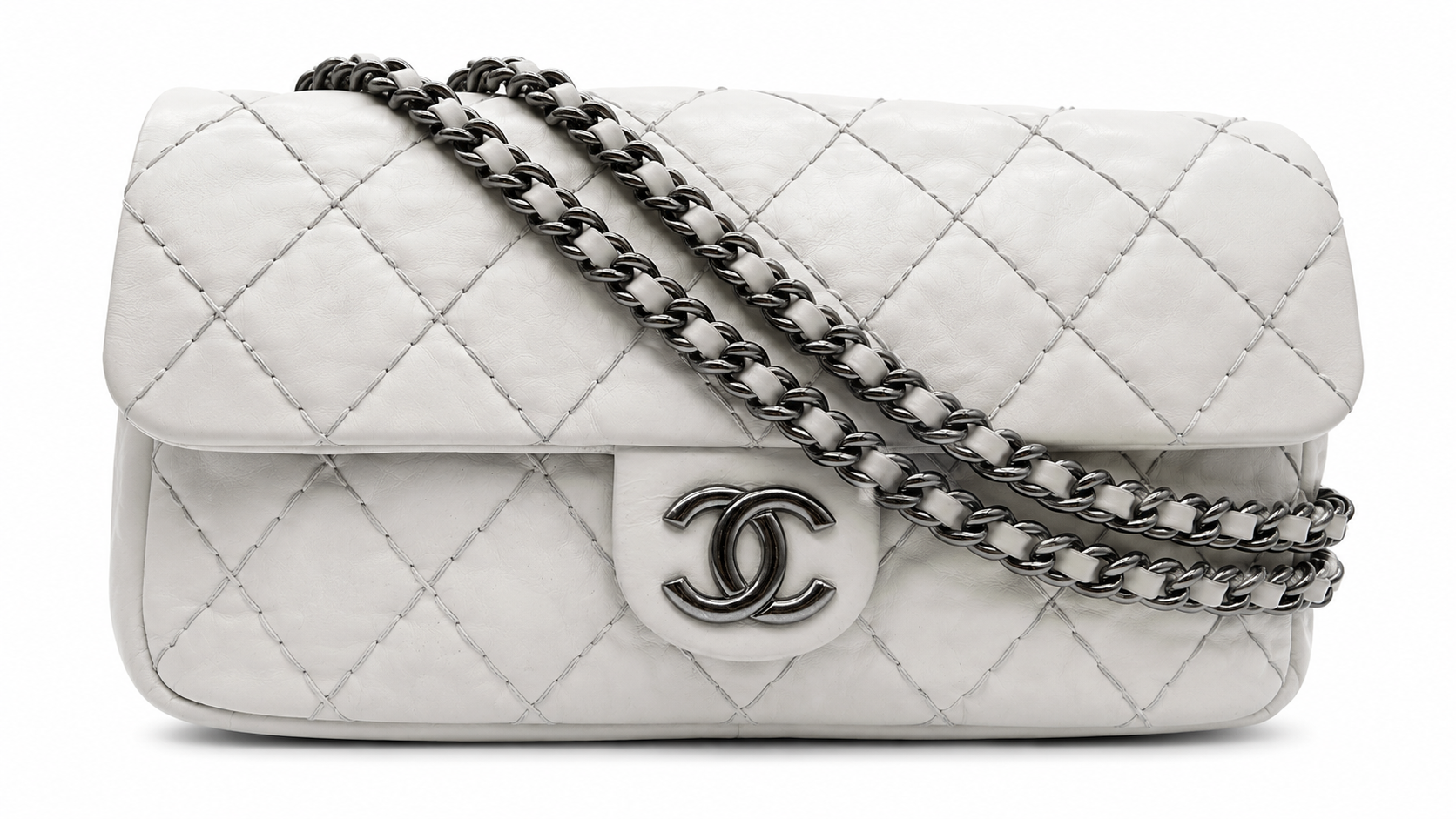 CHANEL VINTAGE 2010 KARL LAGERFELD FLAP WHITE MEDIUM