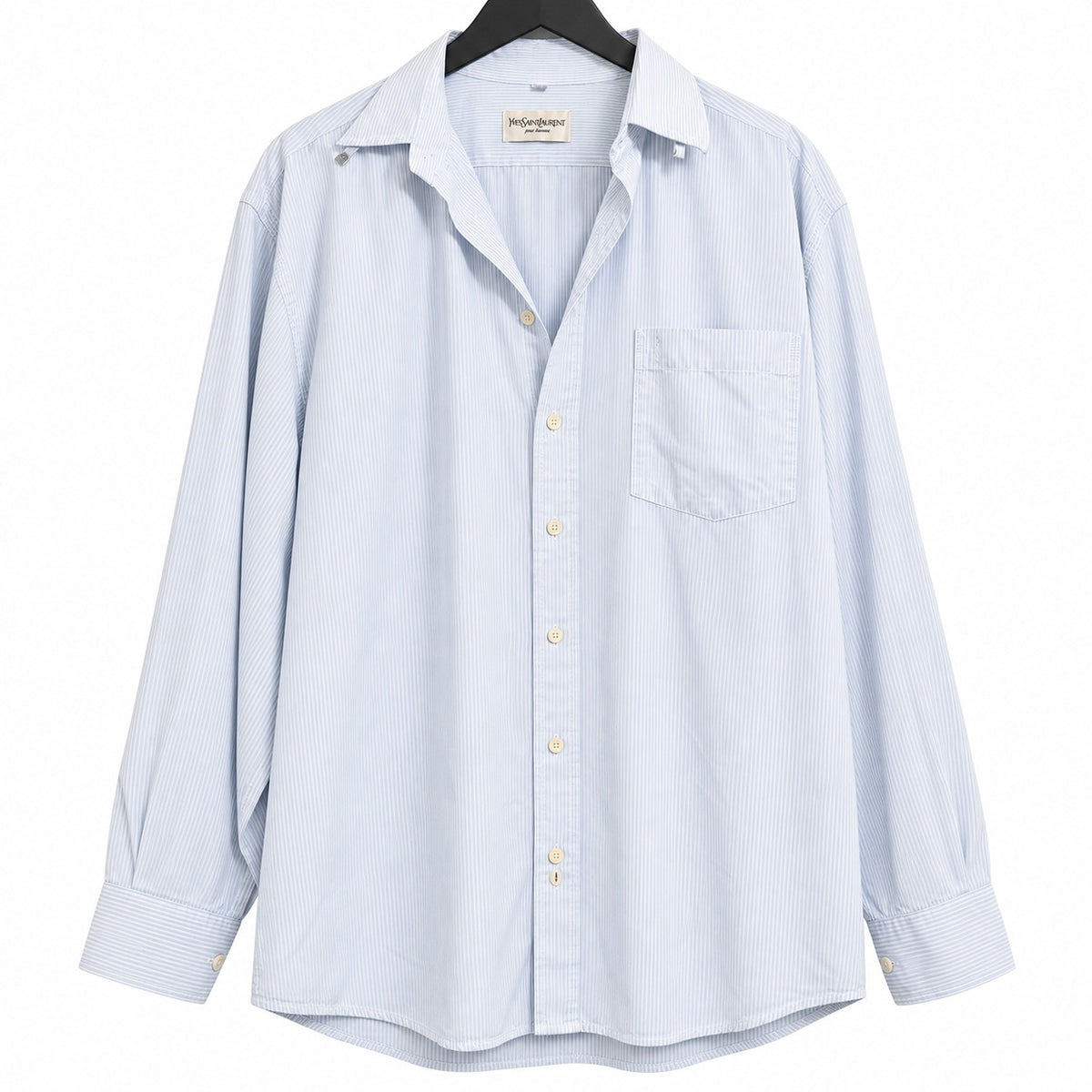 Yves Saint Laurent Pour Homme light blue check button-up shirt