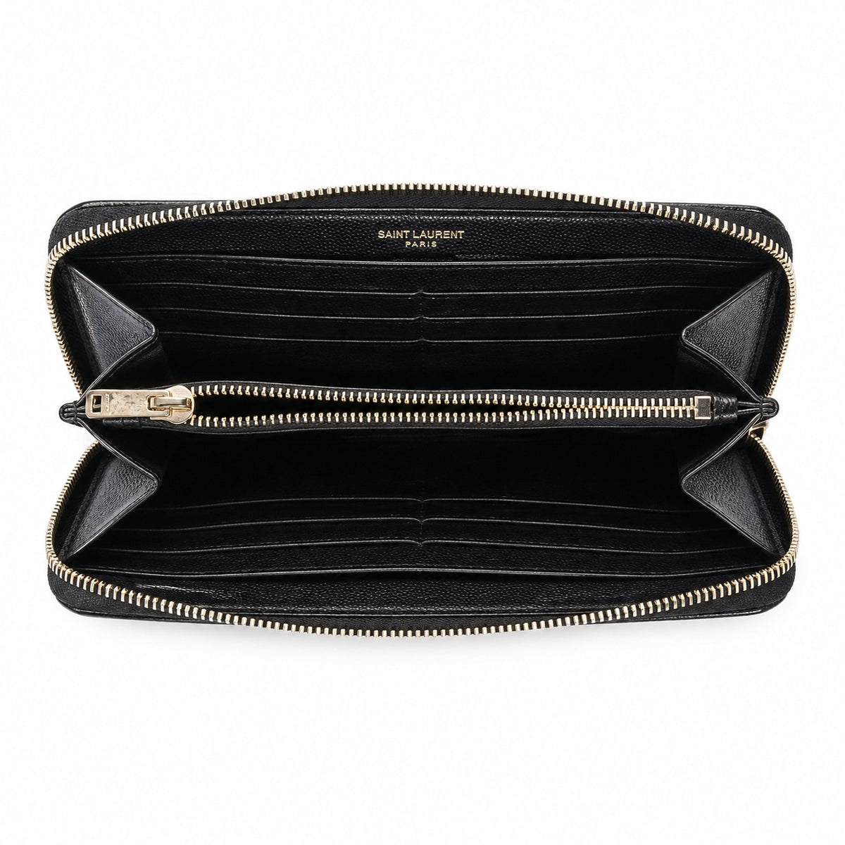Saint Laurent black zip around wallet