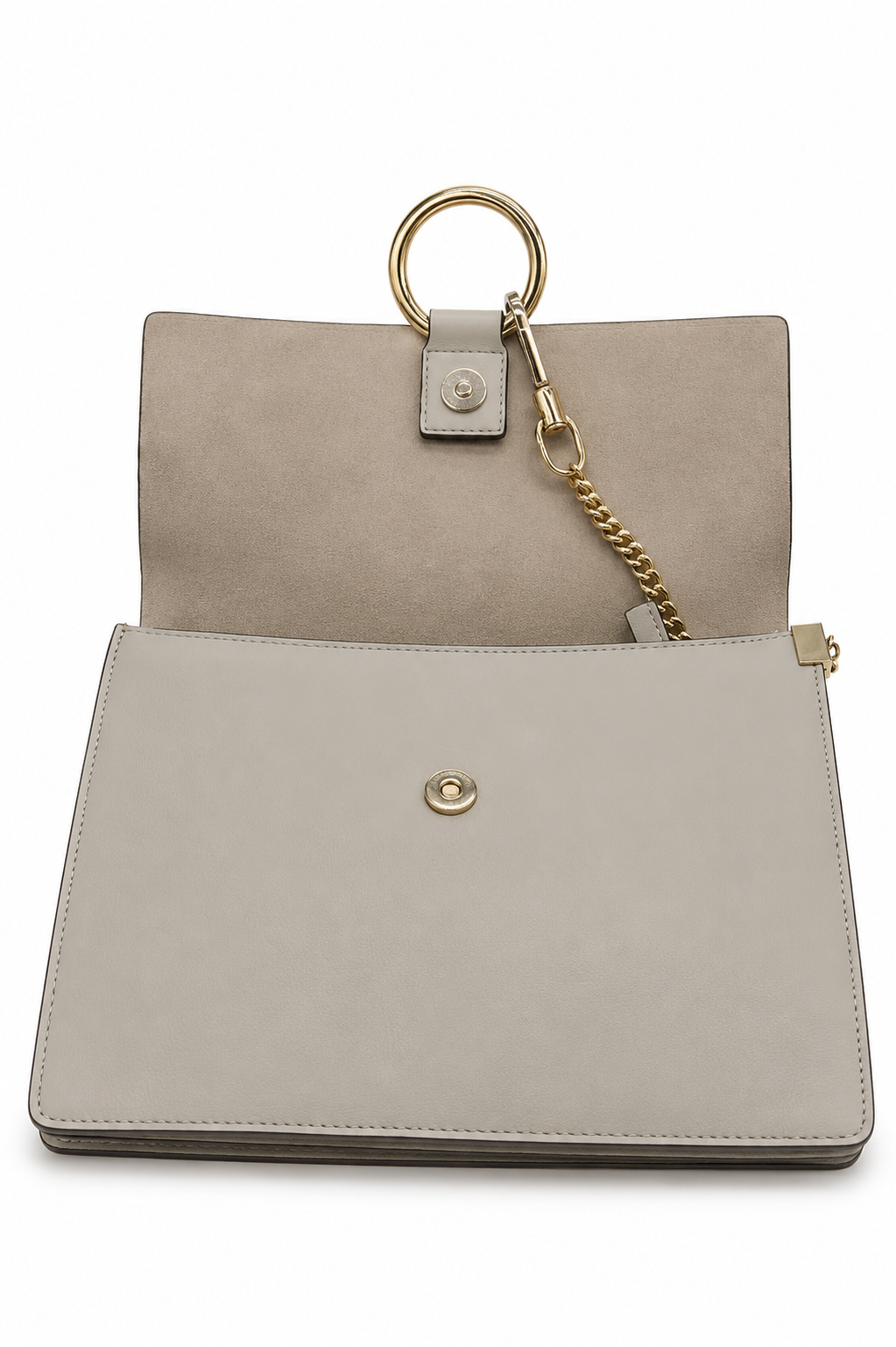 CHLOÉ FAYE Shoulder Bag Motty Gray Suede and Leather Medium