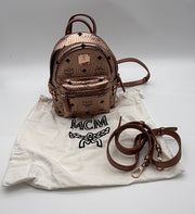 MCM Stark Mini Backpack – Rose Gold Visetos Coated Canvas | Full Set