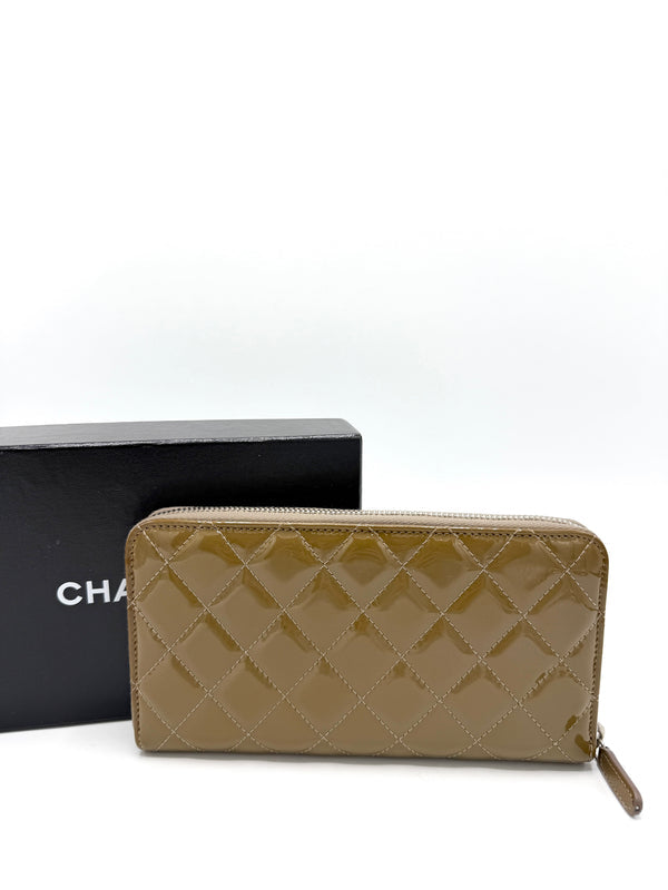 CHANEL Quilted Patent Leather Wallet