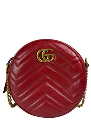 GUCCI MINI GG MARMONT ROUND SHOULDER RED