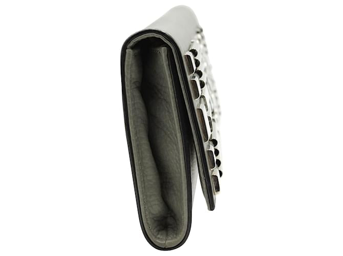 GUCCI Metal Embellished Broadway Clutch in Grey Leather