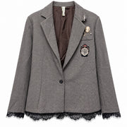 Aratta Gray lace hem blazer