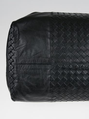 BOTTEGA VENETA 			Black Intrecciato Woven Calf Leather Top Handle Bag